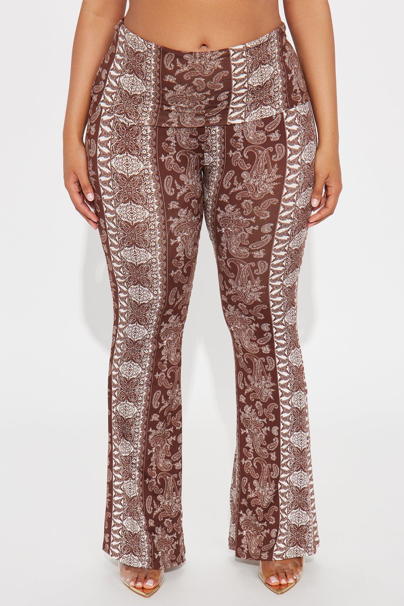 Zihna Paisley Flare Pant - Brown Combo Product Image