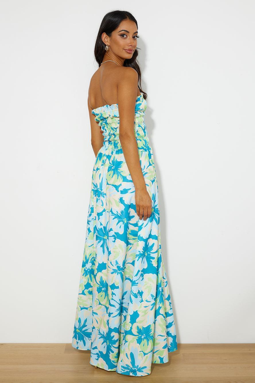 RUNAWAY Rylee Maxi Dress Teal Floral Product Image
