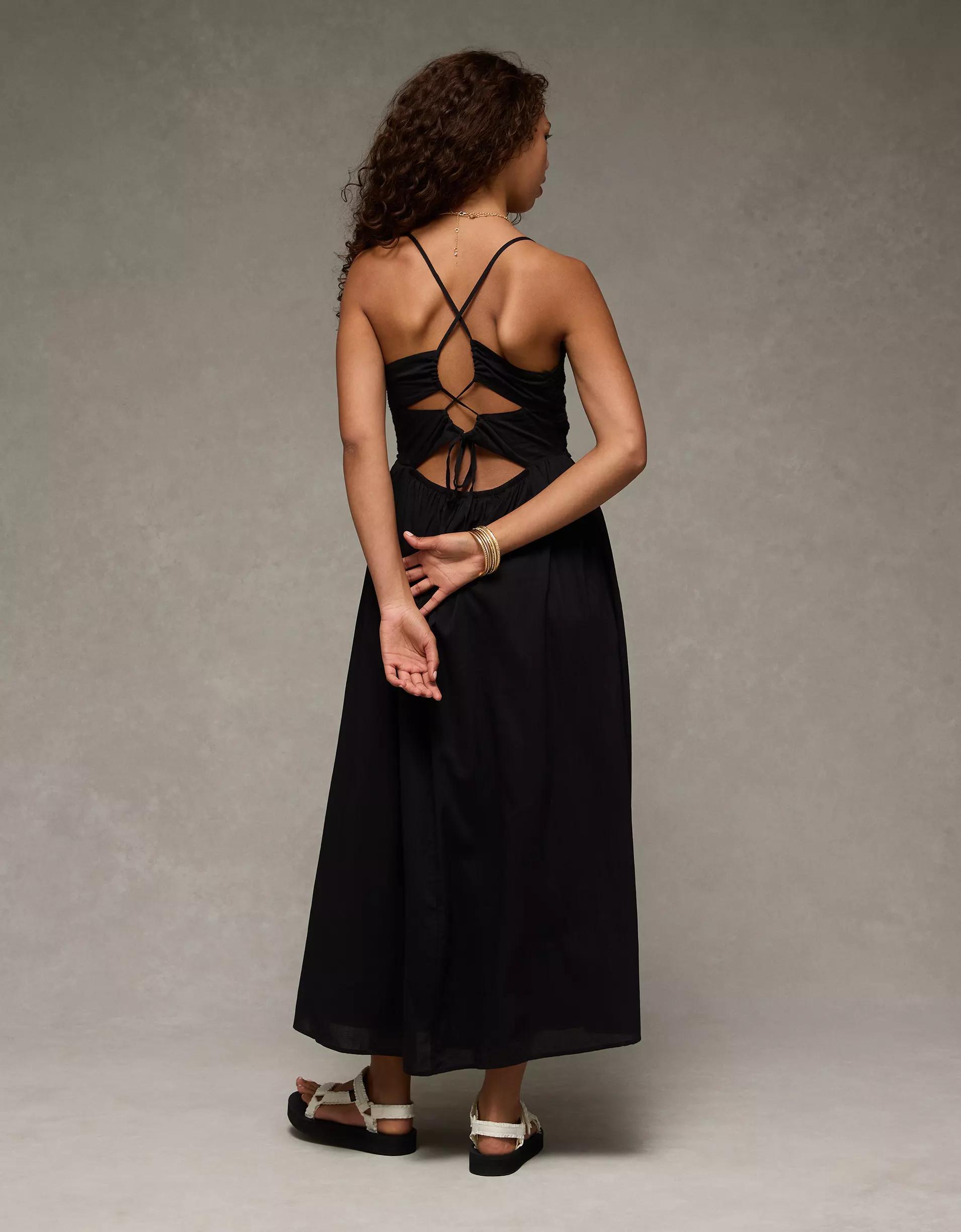 AE V-Neck Crochet Midi Dress Product Image