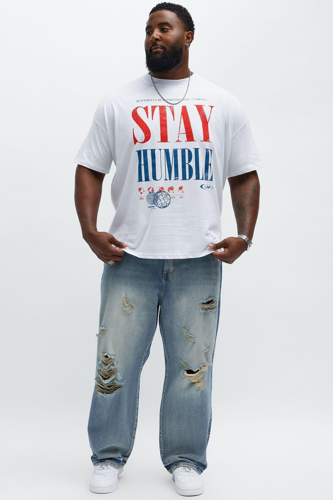 Stay Humble Oversized Short Sleeve Tee - White Product Image