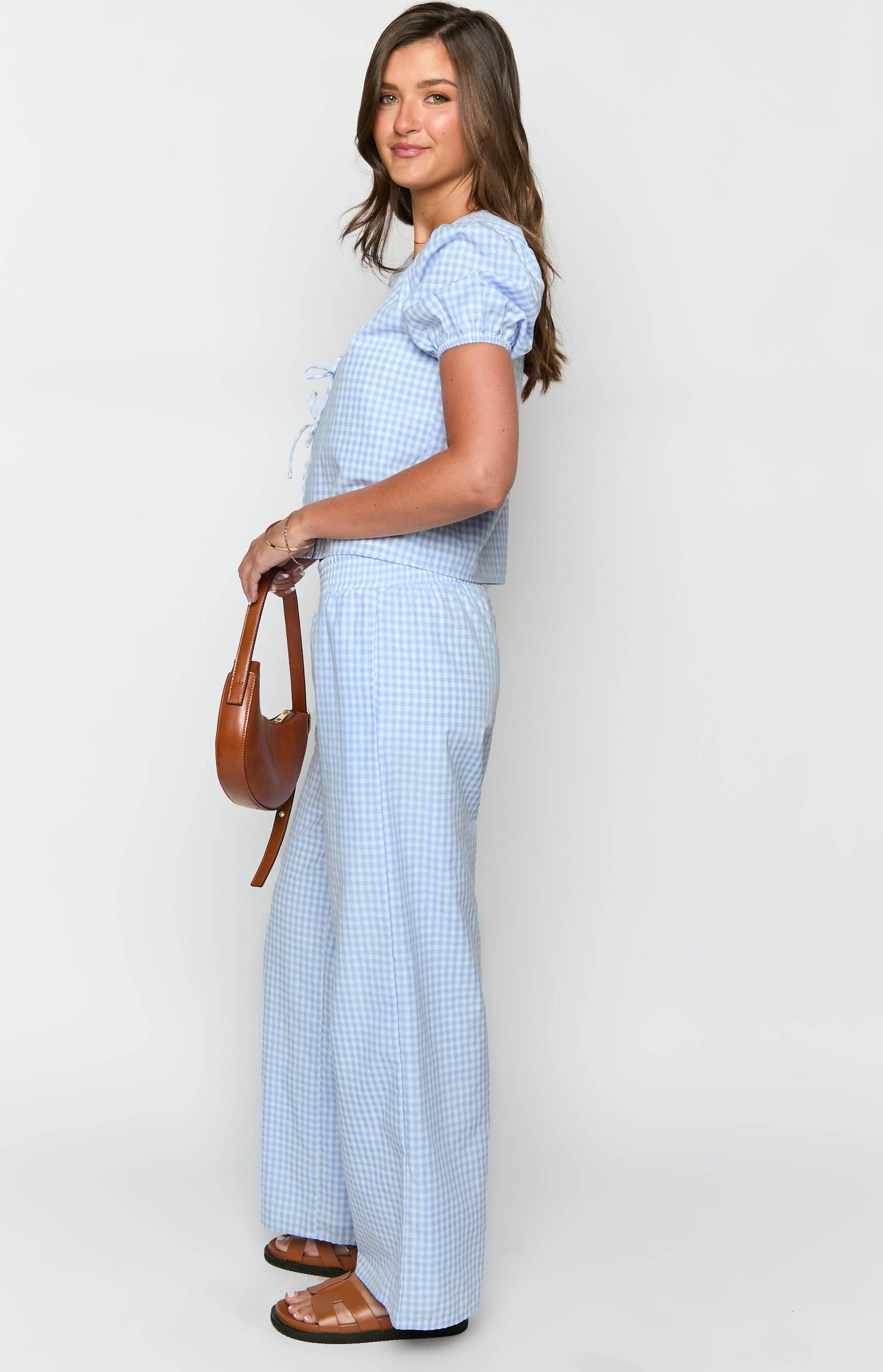 Lunya Blue Gingham Pants Product Image