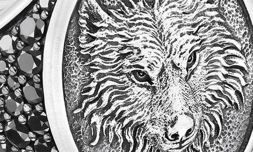 David Yurman Mens Sterling Silver Petrvs Black Diamond Wolf Ring Product Image