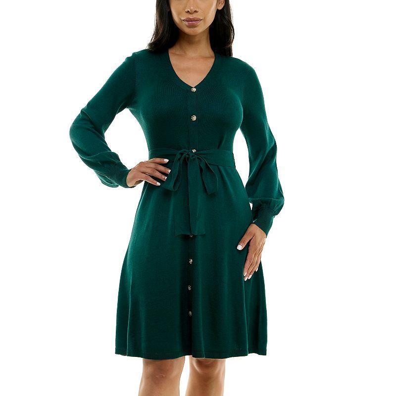 Women's Nina Leonard Balloon Sleeve Midi Sweater Dress, Size: XL, Deep Red Product Image