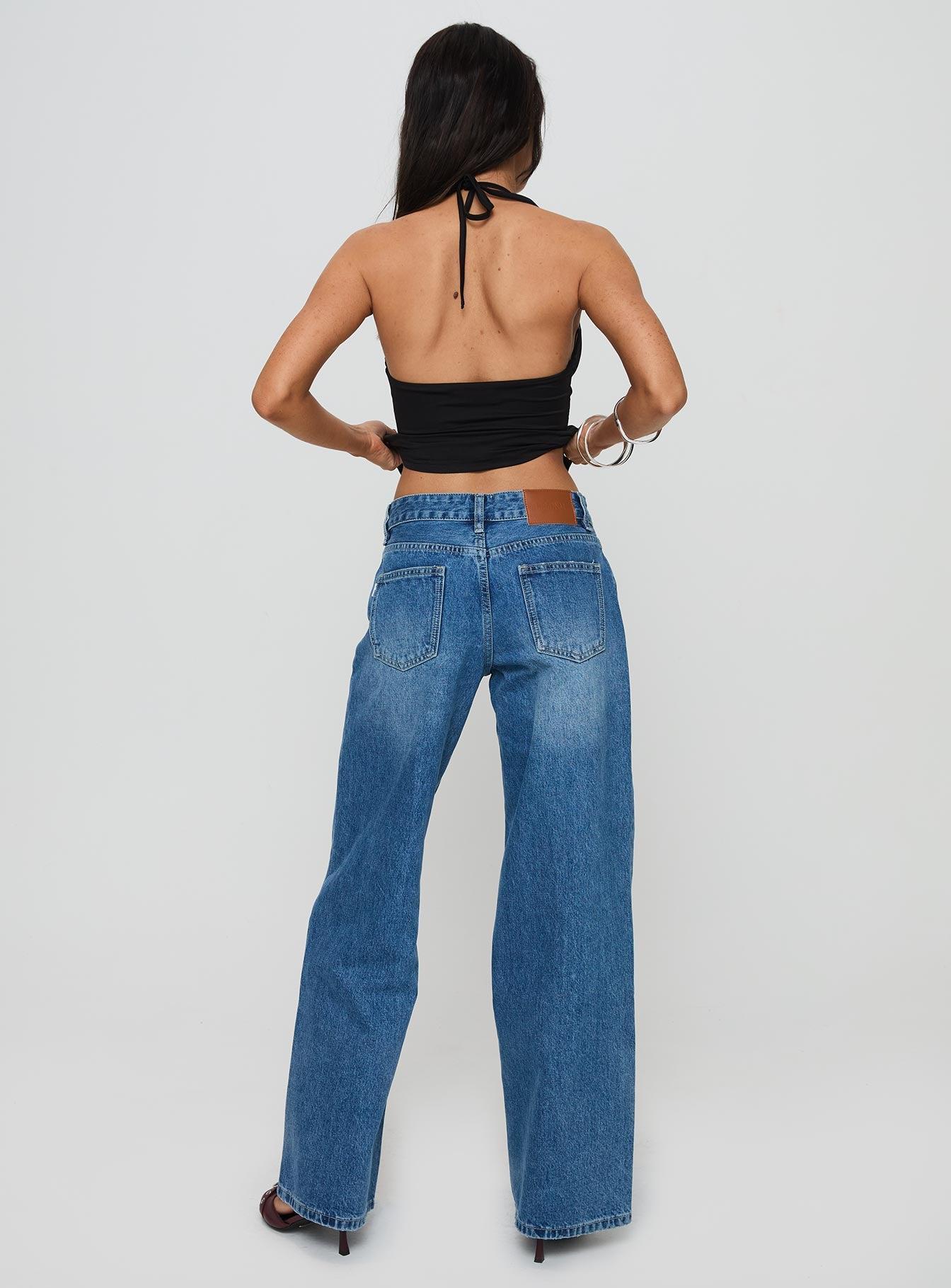 Serenitia Mid Rise Relaxed Jeans Mid Blue Wash Product Image