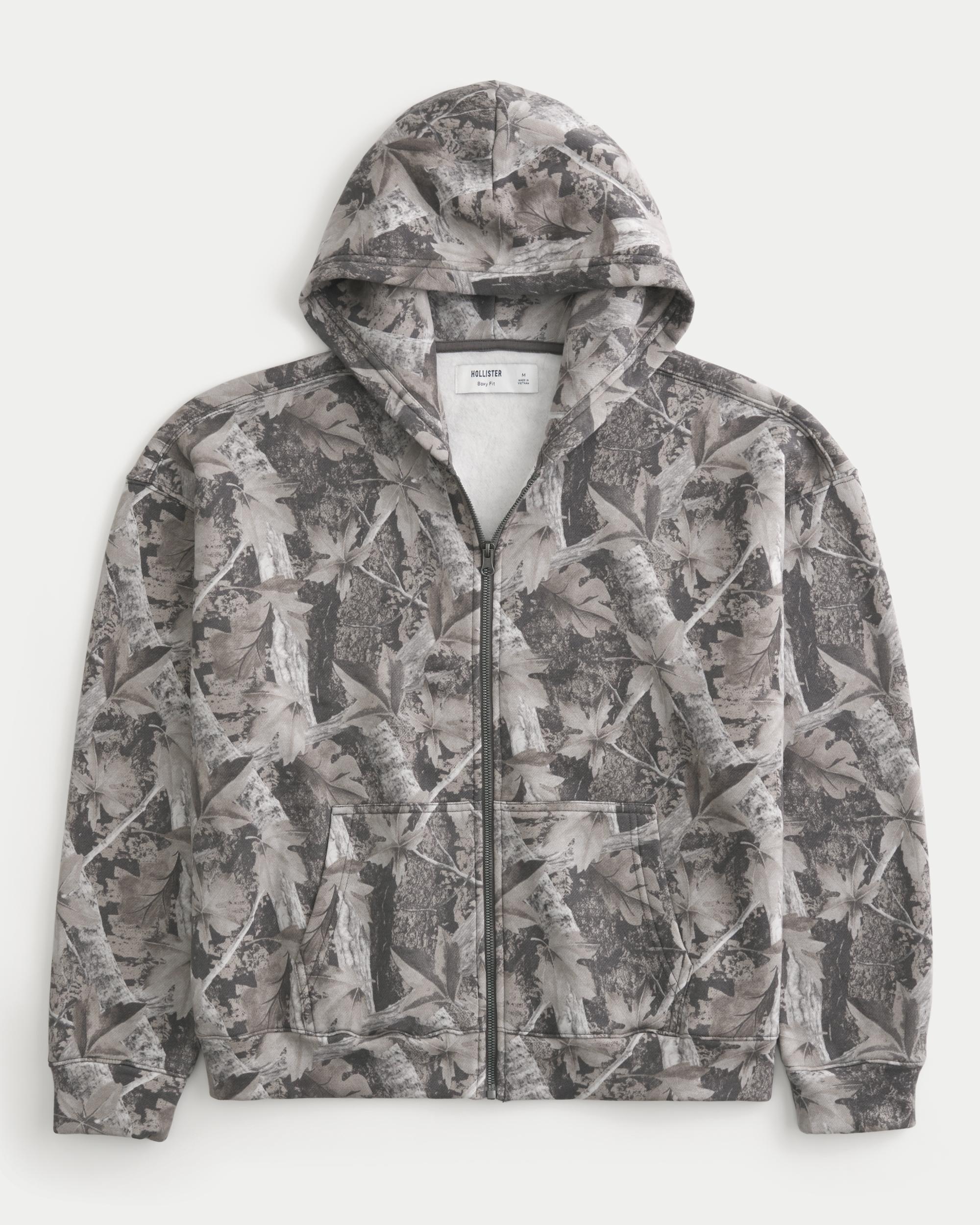 Boxy Flame Graphic Zip-Up Hoodie Product Image