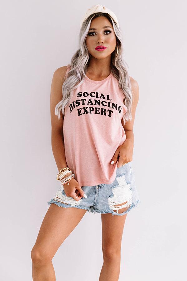 Social Distancing Expert Tank In Pink Product Image