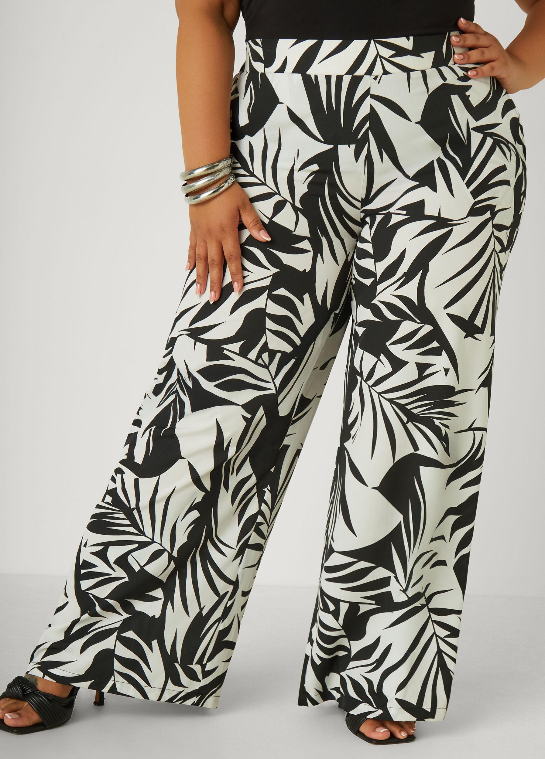 Leaf Print Wide Leg Pants Product Image