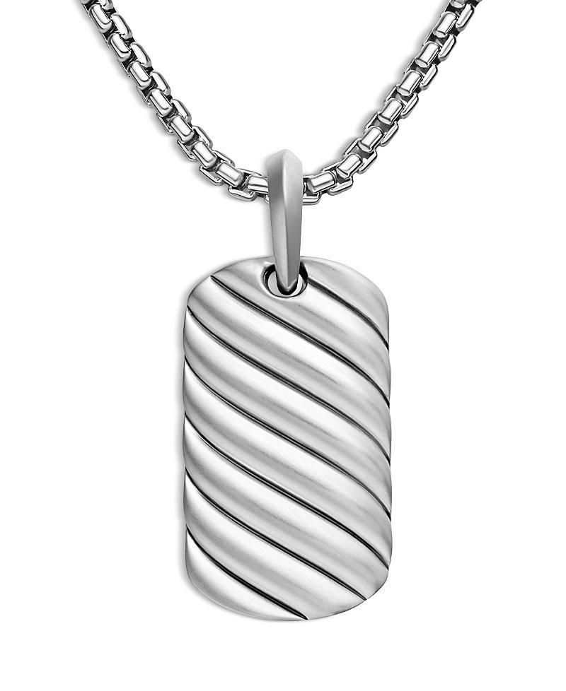 David Yurman Mens Sculpted Cable Tag in Sterling Silver, 35mm Product Image