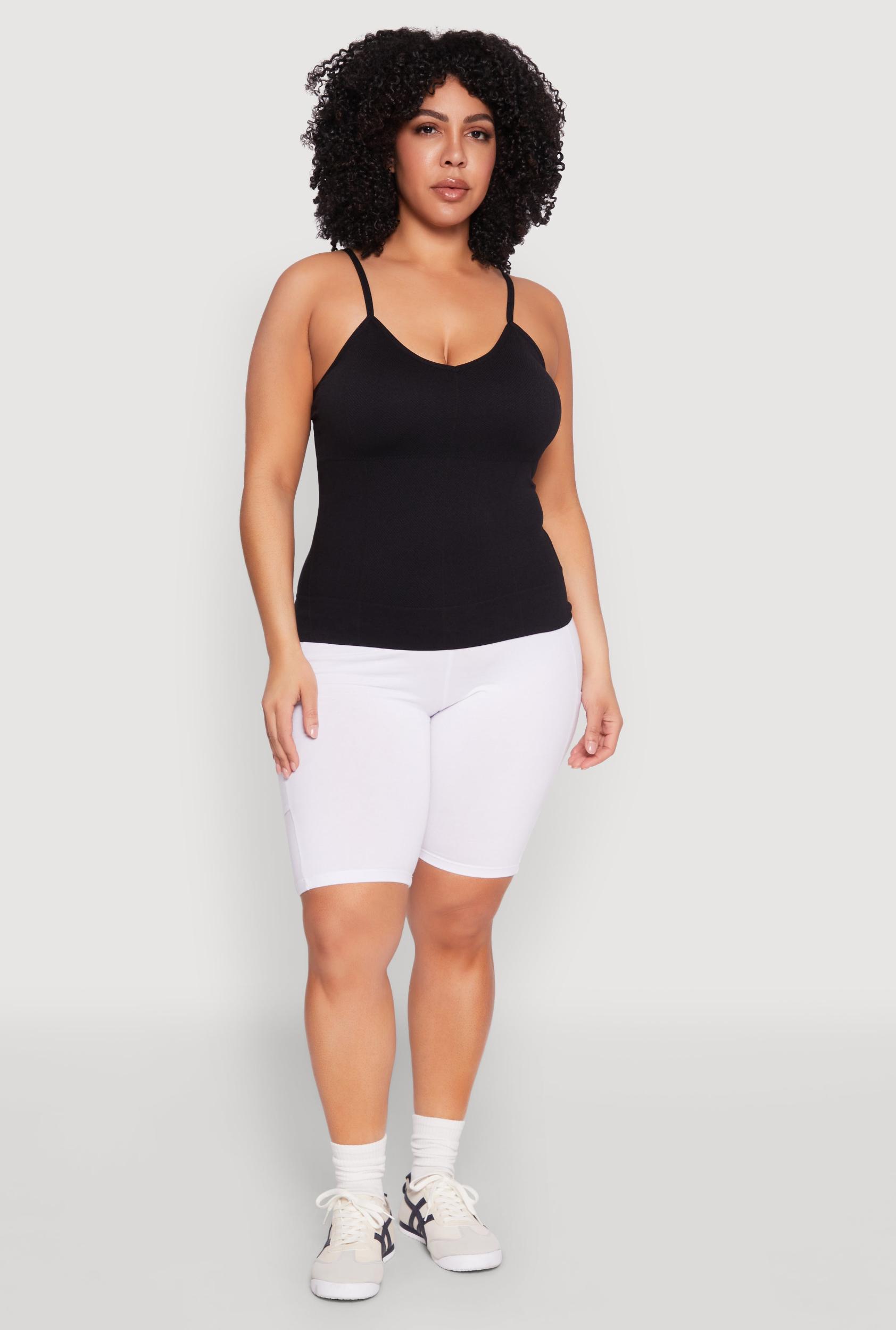 Womens Plus Size Seamless Ribbed V Neck Cami Product Image