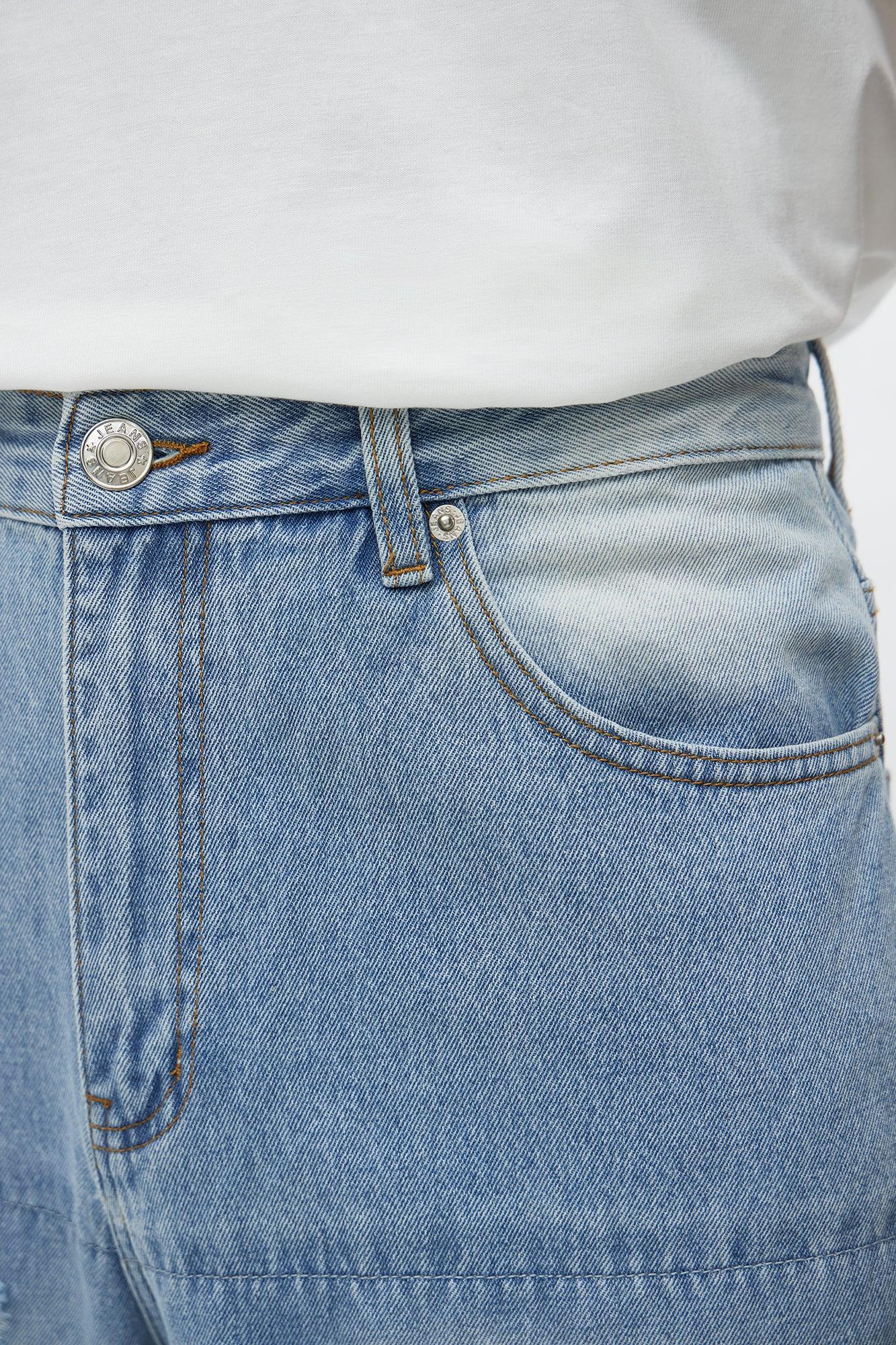 Baggy Busy In These Streets Destroyed Jeans - Light Blue Wash Product Image