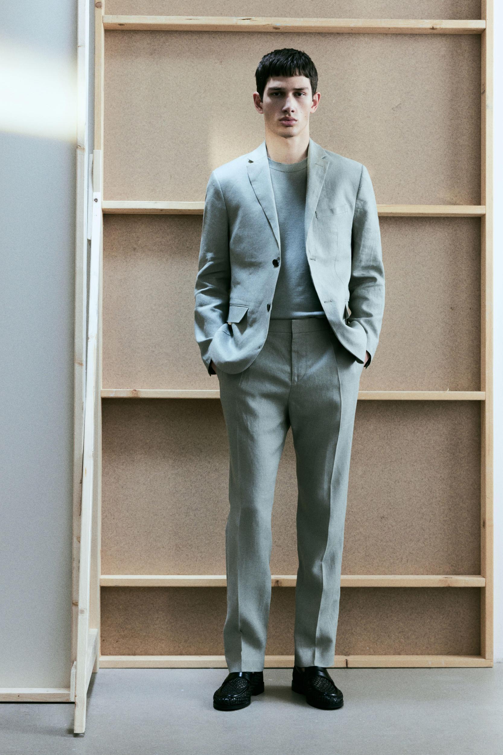 Slim-Fit Linen Suit Pants Product Image
