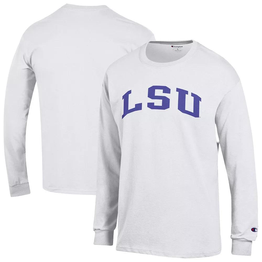 Men's Champion  White LSU Tigers Basic Arch Long Sleeve T-Shirt, Size: Large Product Image