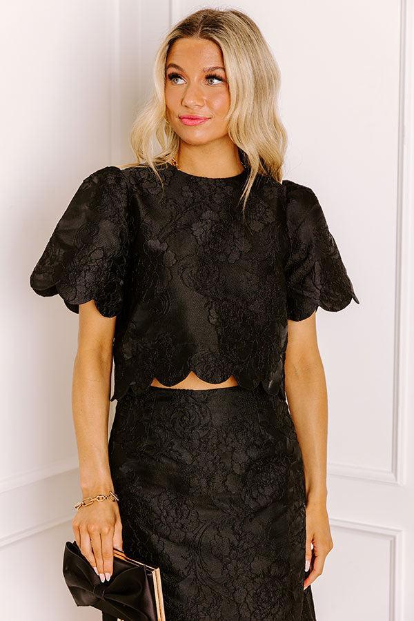 Garden Soiree Floral Jacquard Top in Black Product Image