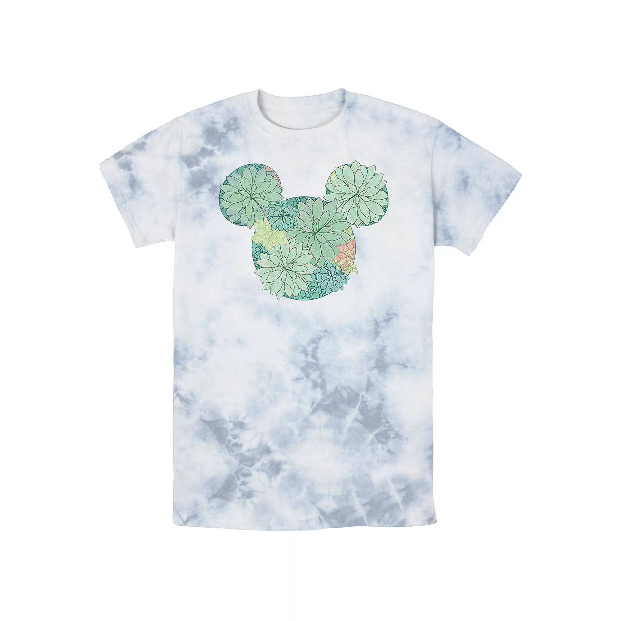 Men's Disney Mickey And Friends Mickey Succulent Fill Wash Tee, Size: Medium, White Blue Product Image