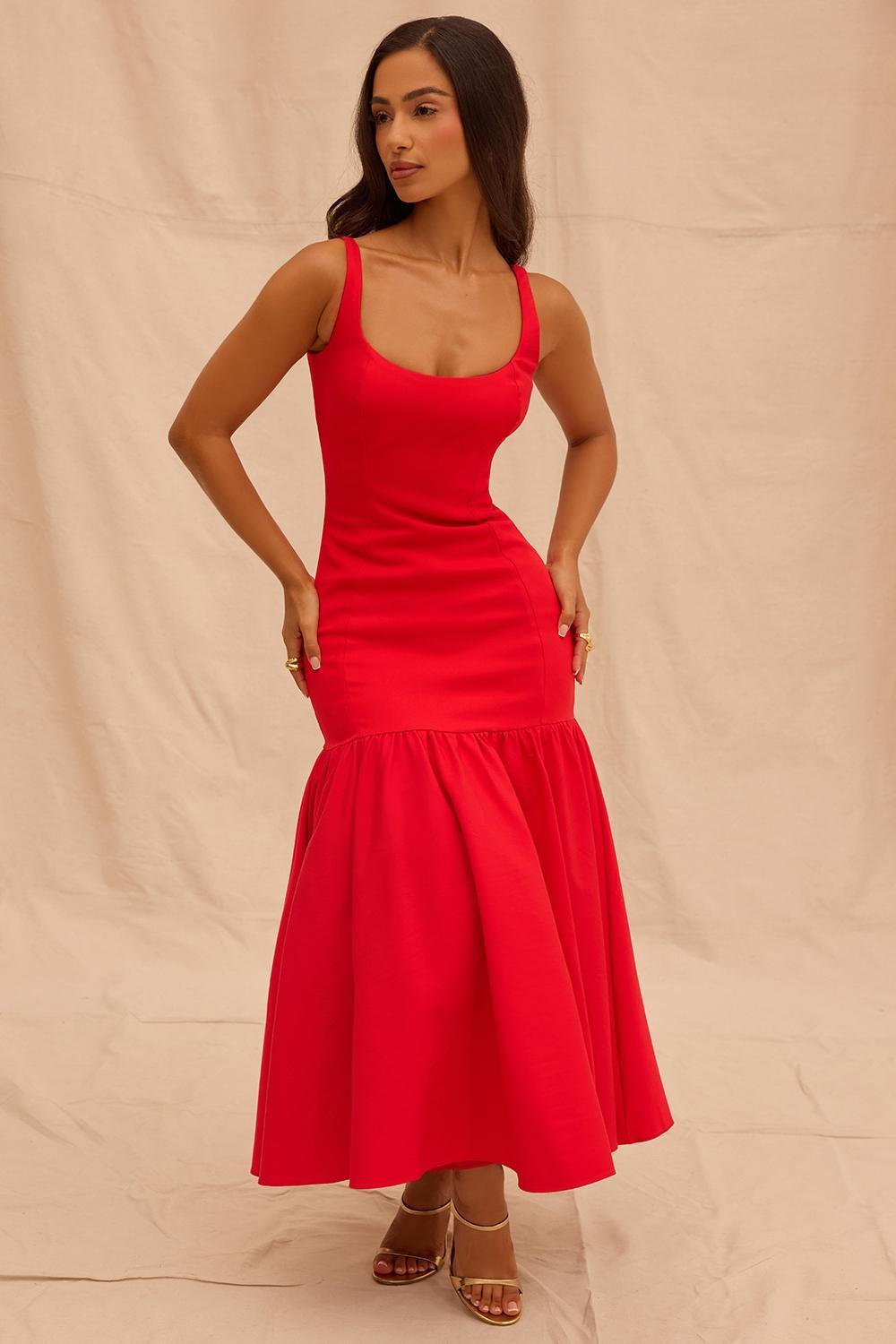 Amore Scarlet Dropped Waist Midi Dress Product Image