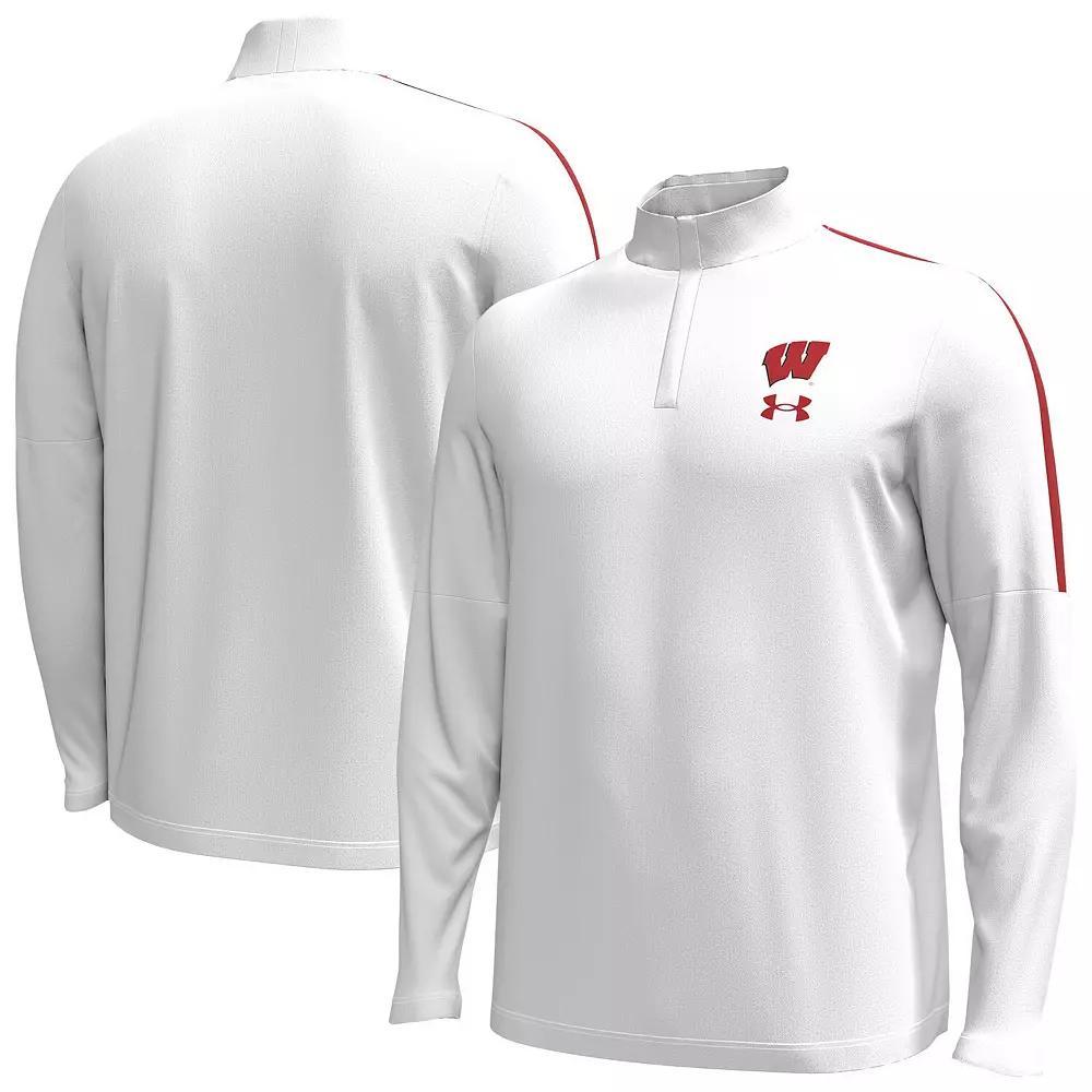 Men's Under Armour White Wisconsin Badgers Playoff Performance Quarter-Zip Jacket, Size: Large Product Image
