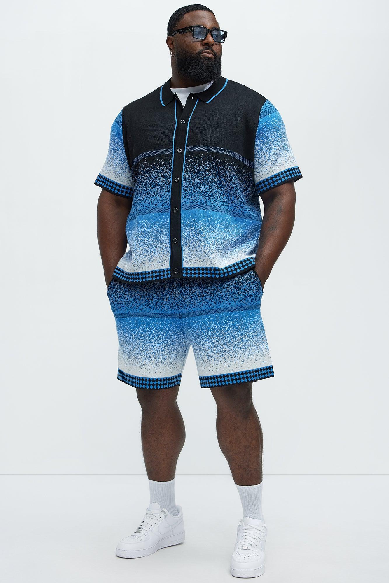 Day To Night Gradient Short Sleeve Knitted Shirt - Multi Color Product Image