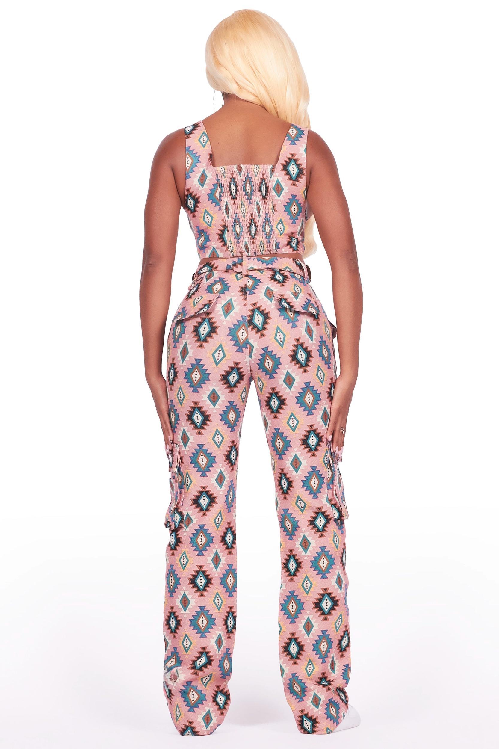 Andraila Pink Tapestry Stacked Pant Female Product Image