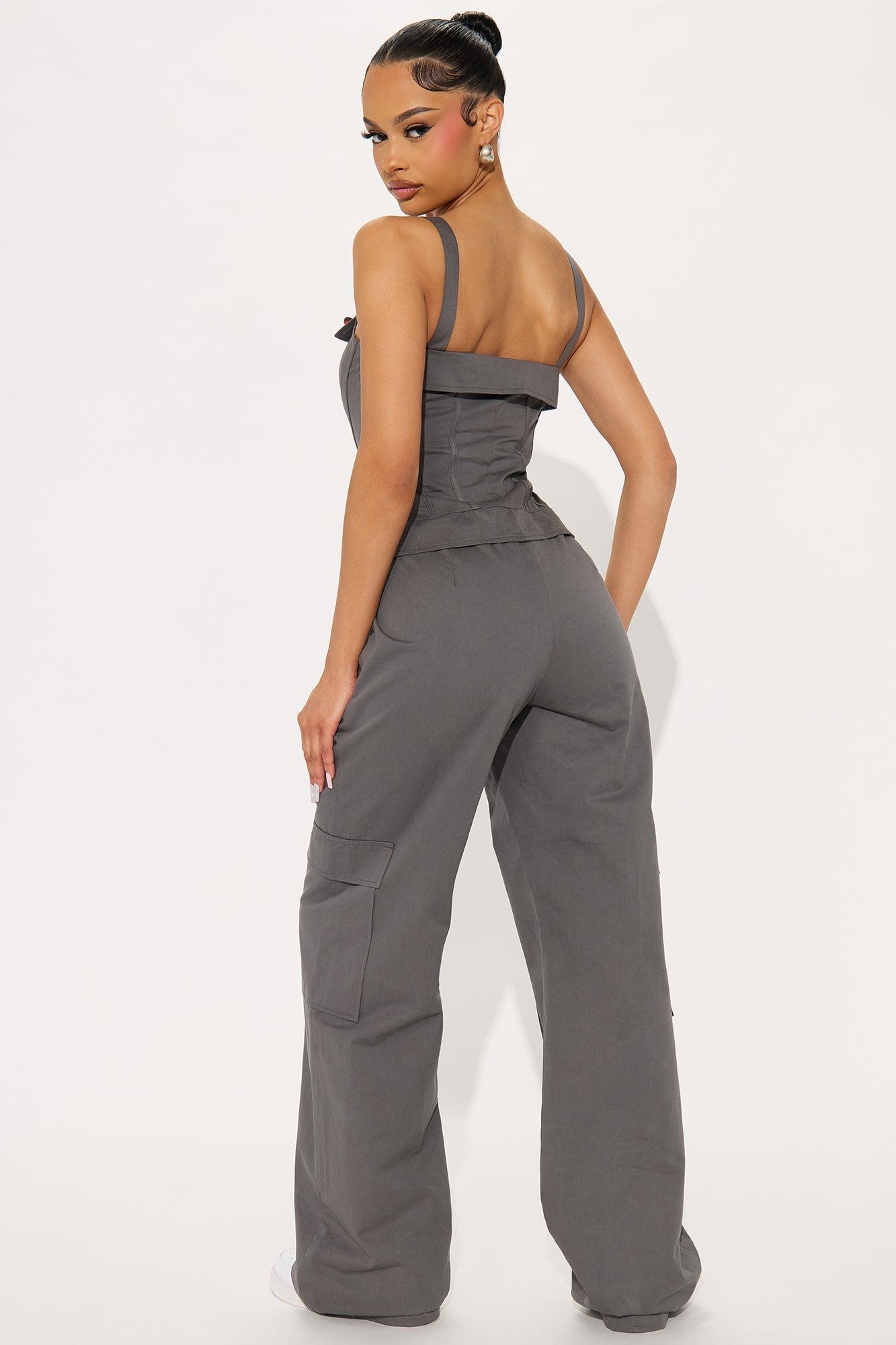 Crossing Your Path Jumpsuit - Charcoal Product Image