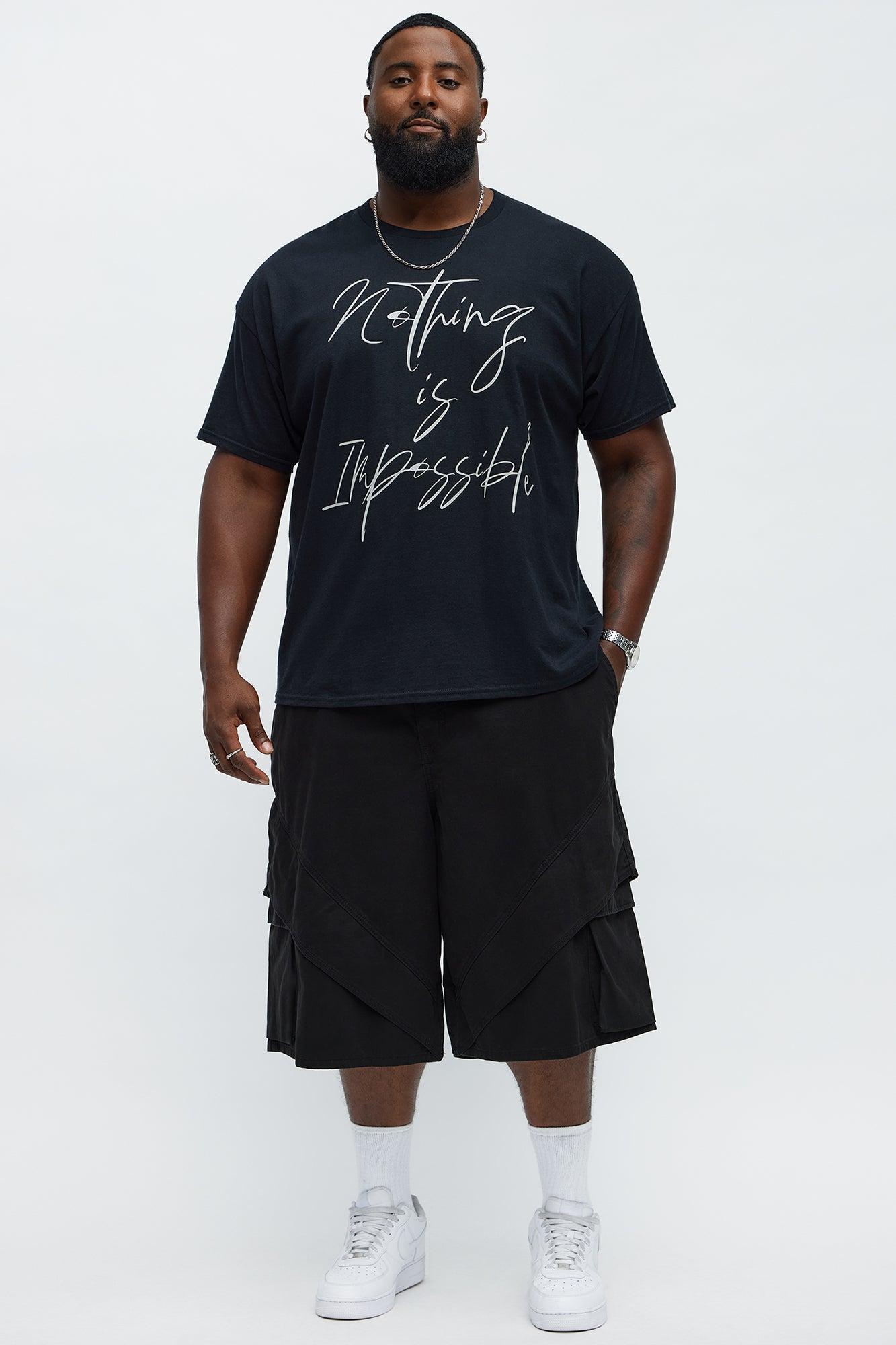 Baggy Hidden Lines Cargo Shorts - Black Product Image