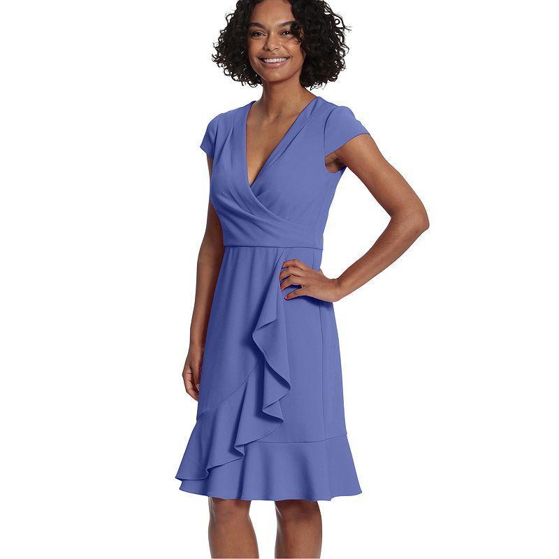 Women's London Times Cascade Ruffle Faux-Wrap Dress, Size: 16, Red Product Image