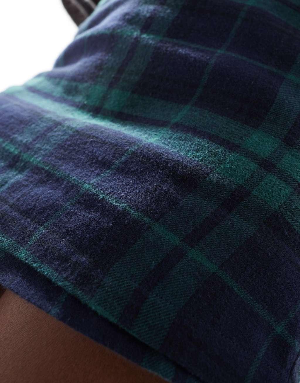 ASOS DESIGN straight hem skort in blue and green check Product Image