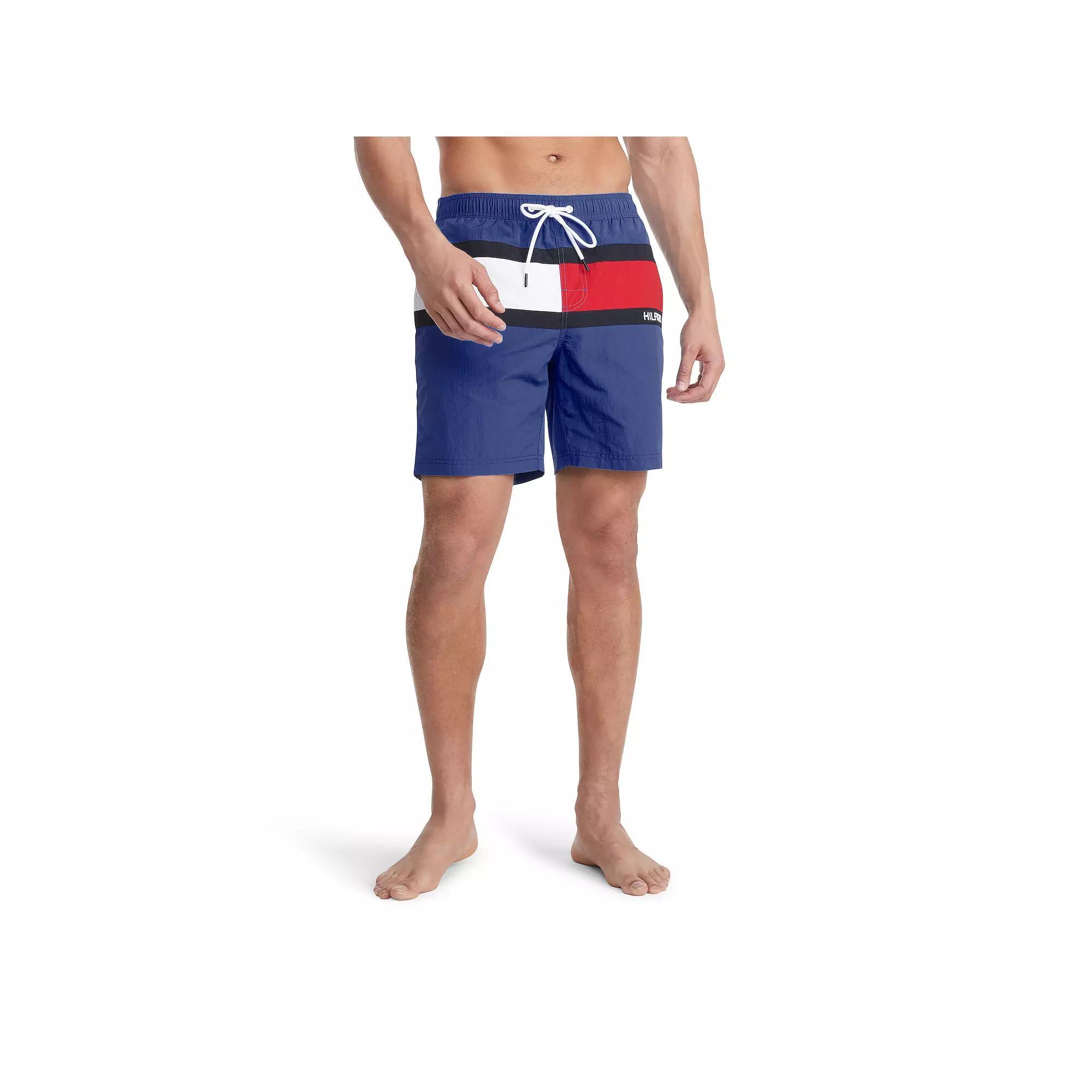 Men's Tommy Hilfiger 7" Flag Swim Trunks, Size: Medium, Red Product Image