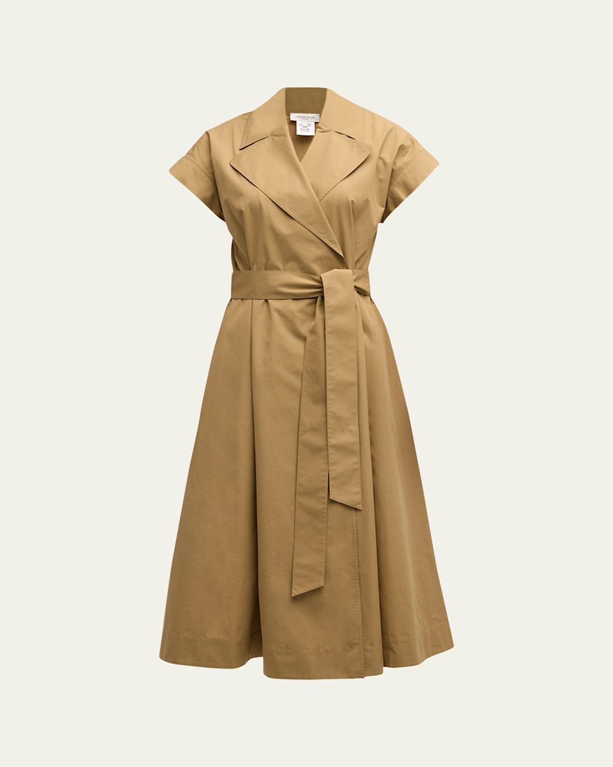 Belted Organic Cotton Poplin Midi Wrap Dress Product Image