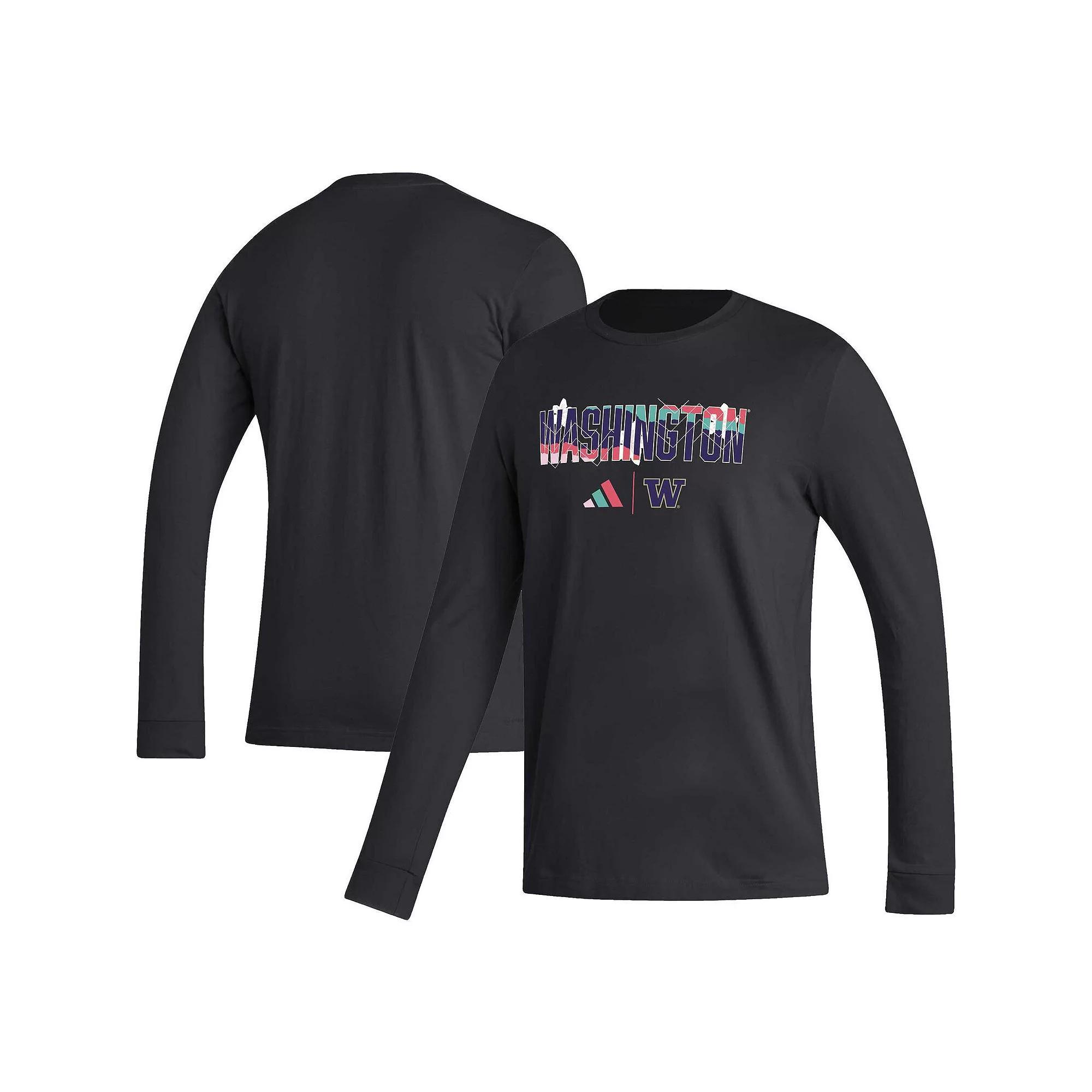 Men's adidas Black Washington Huskies Honoring Black Excellence Long Sleeve T-Shirt, Size: Large Product Image