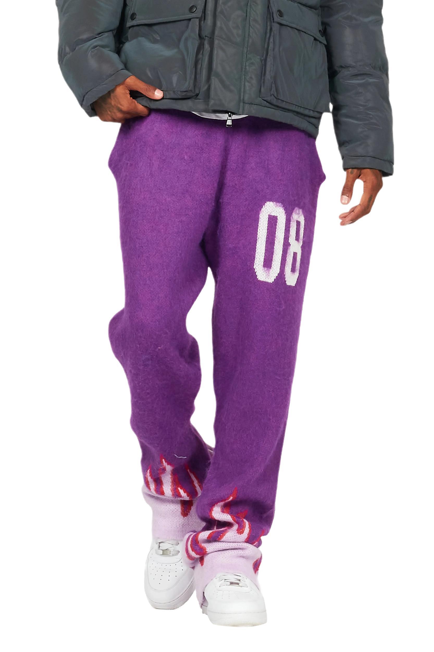 Holger Purple/Pink Graphic Stacked Flare Mohair Track Pant Male Product Image