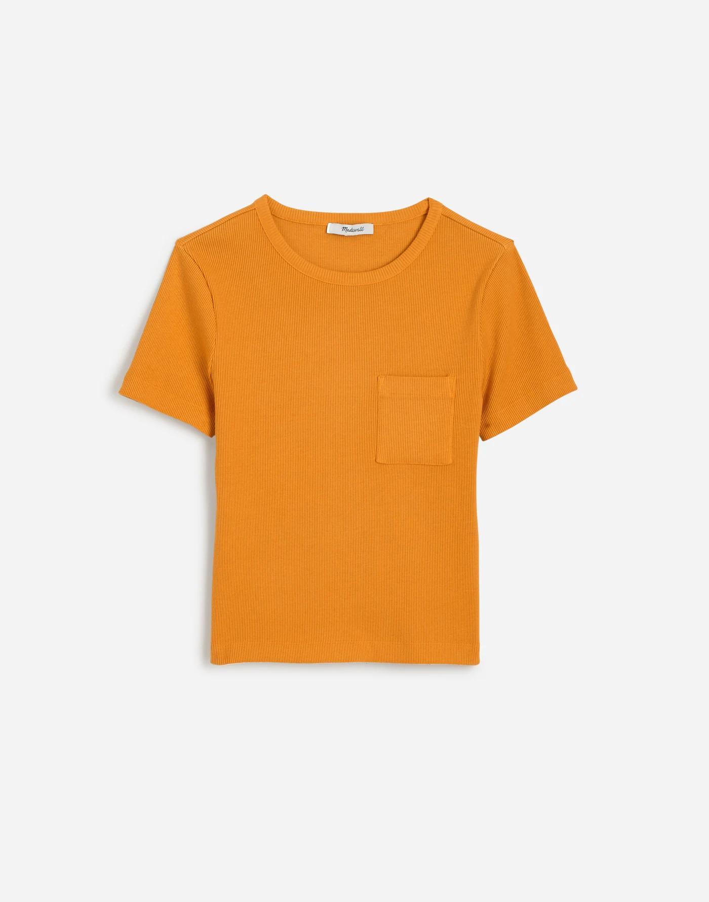 Garment-Dyed Ribbed Crewneck Pocket Tee Product Image