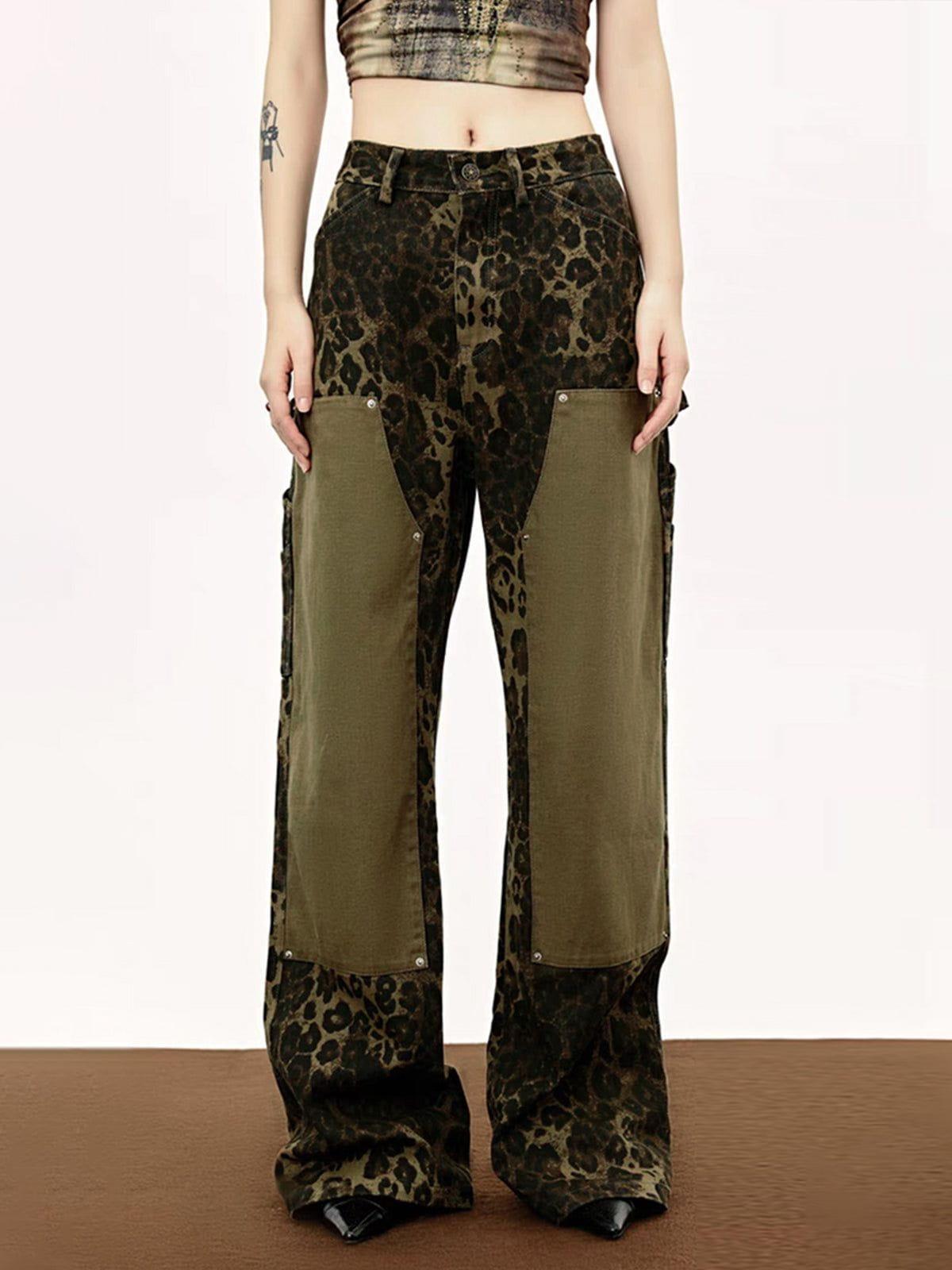 Aelfric Eden Leopard Print Patchwork Jeans Product Image
