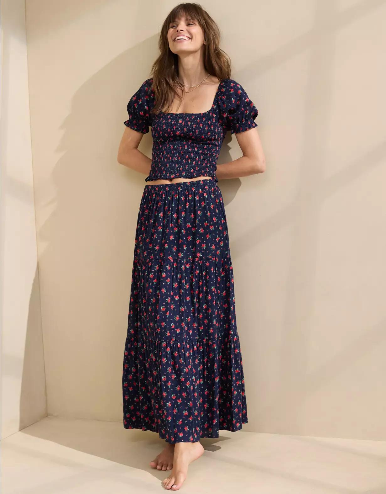 Aerie Puff Sleeve Smocked Top Product Image