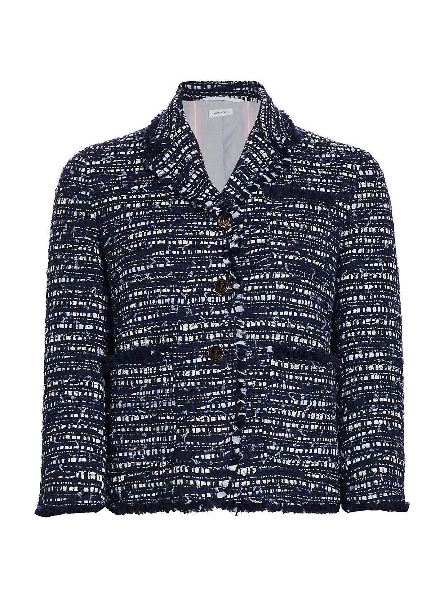 Womens Sack Tweed Patch-Pocket Jacket Product Image