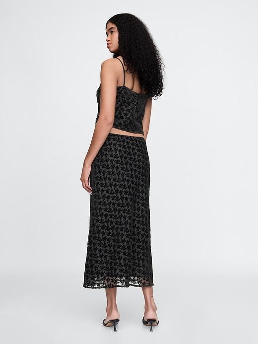 Burnout Velvet Midi Skirt Product Image