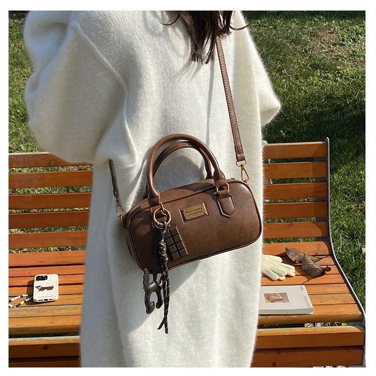 Top Handle Faux Leather Crossbody Bag / Bag Charm / Set Product Image