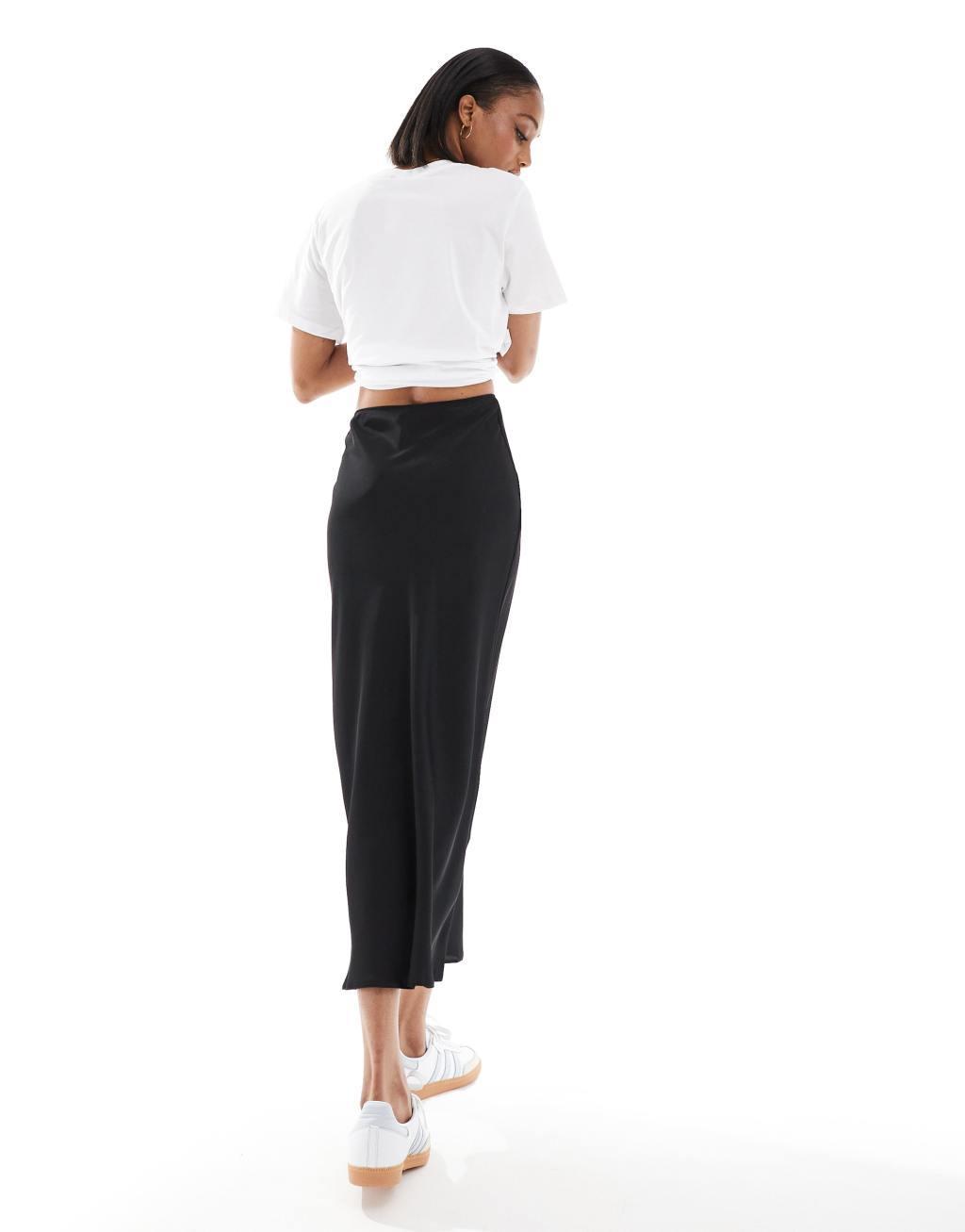 ASOS DESIGN Tall satin bias midi skirt Product Image