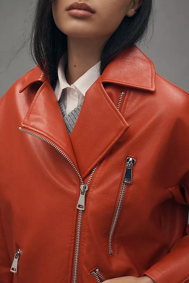 Maeve Oversized Faux-Leather Moto Jacket Product Image