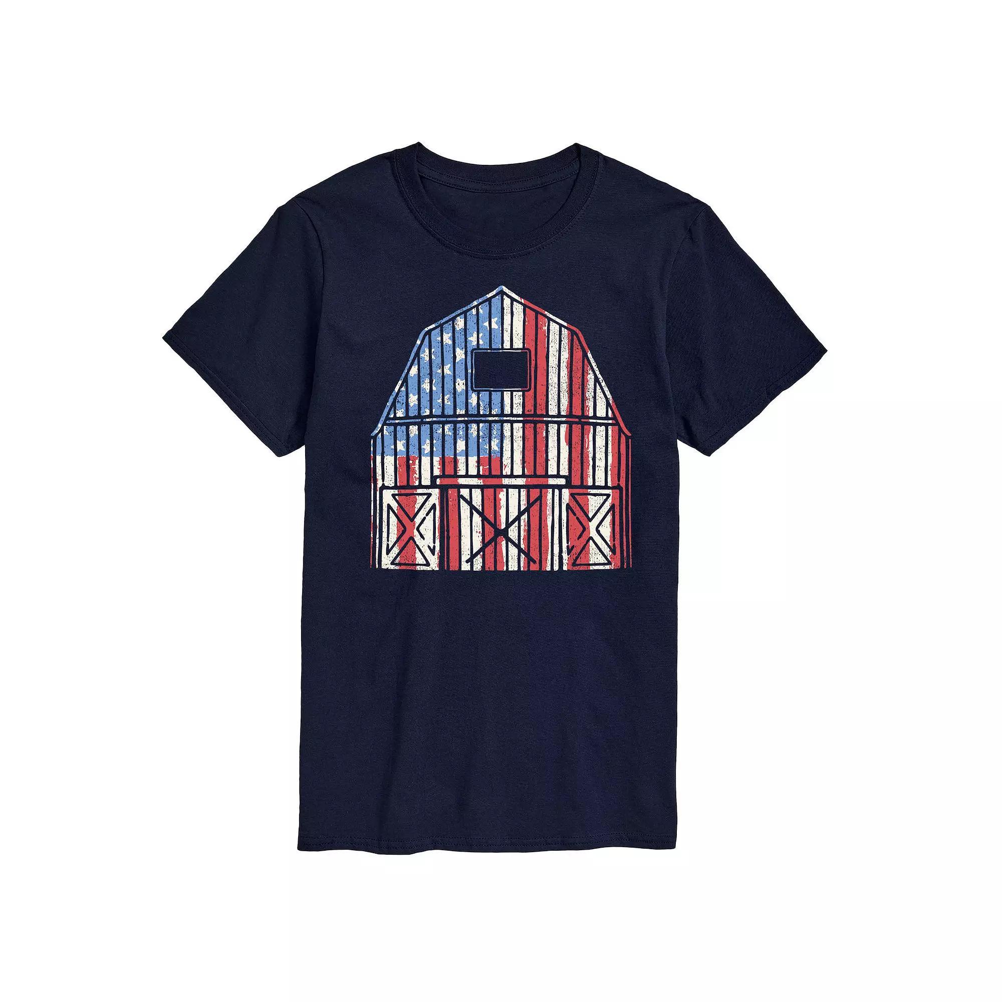 Mens USA Barn Graphic Tee. Blue Product Image
