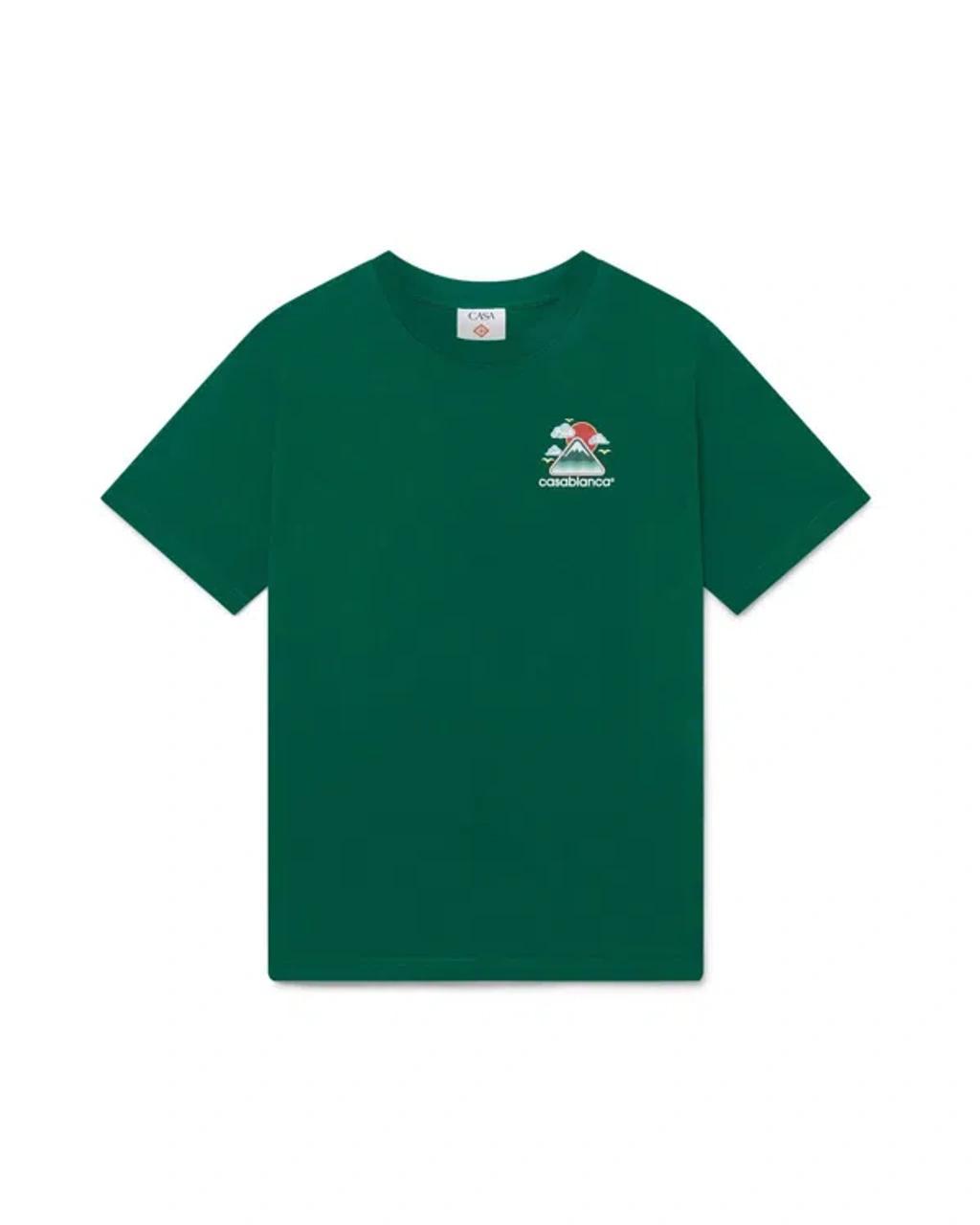 CASABLANCA Mens Montagne Ondulee Brand-print Cotton-jersey T-shirt In Green Product Image