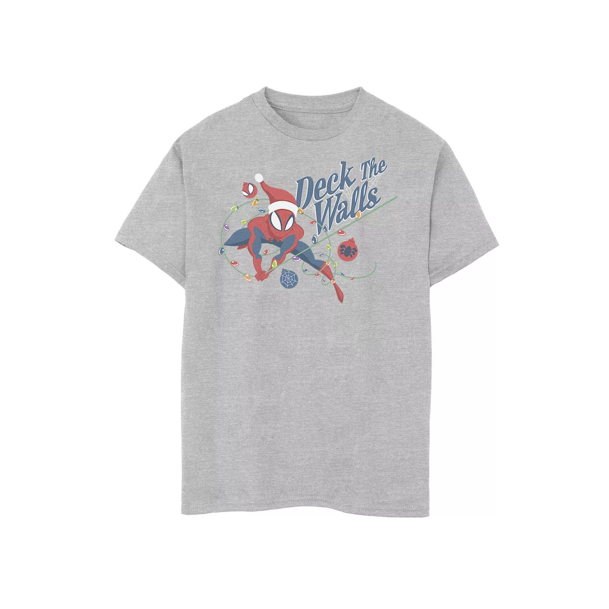 Boys 8-20 Marvel Spider-Man Deck The Walls Holiday Graphic Tee, Boy's, Size: XL, Athletic Grey Product Image