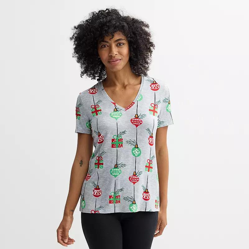 Women's Jollidays Short Sleeve Holiday Tee, Girl's, Size: XS, Snowflakes Product Image