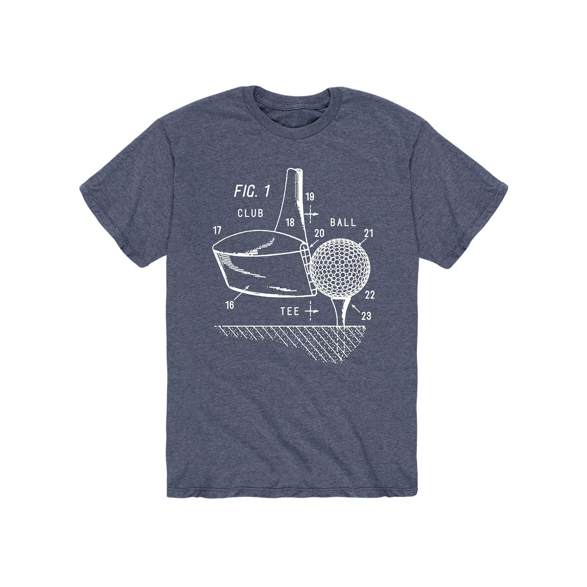 Mens Golf Club And Ball Diagram Tee Product Image