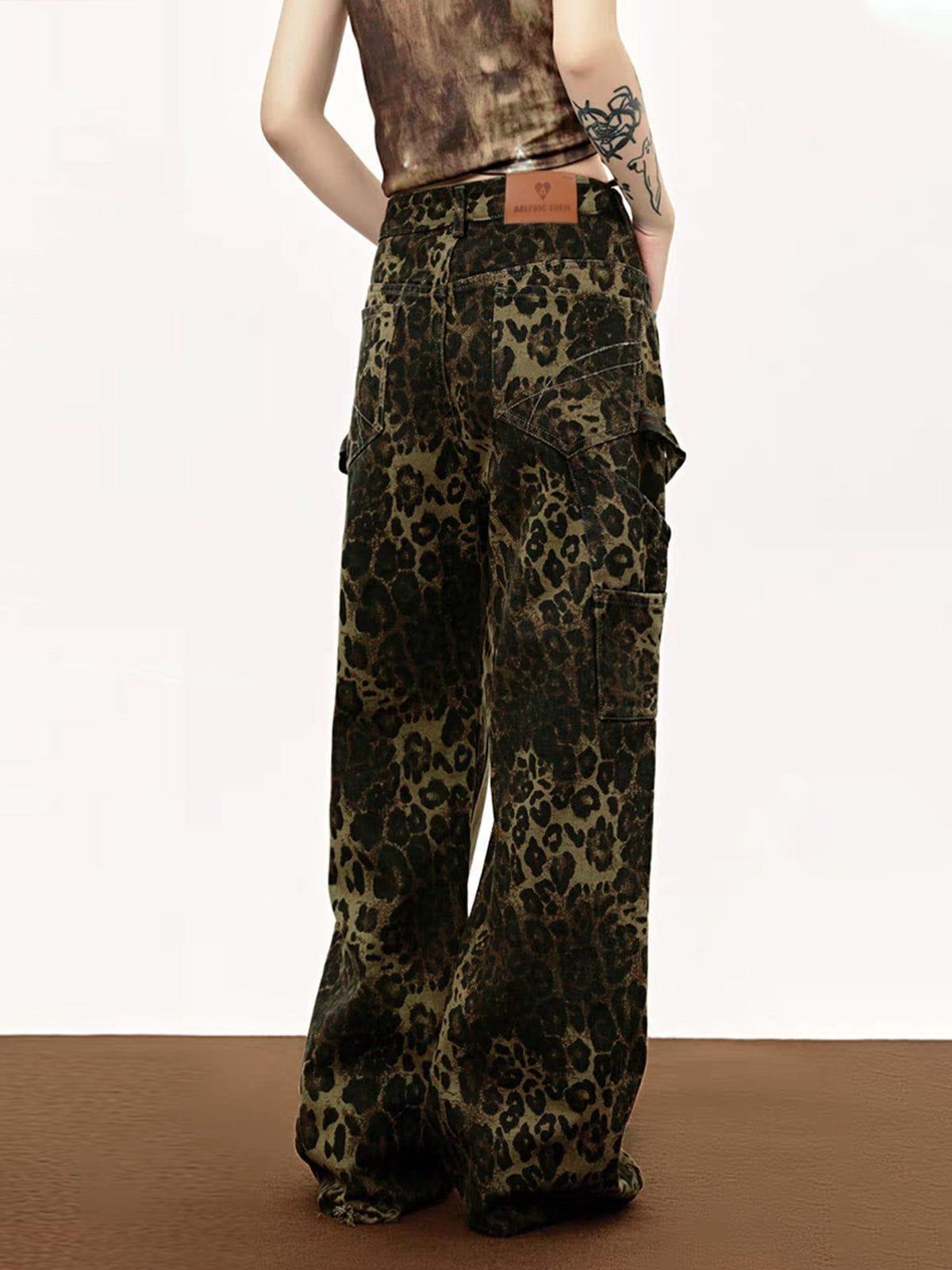 Aelfric Eden Leopard Print Patchwork Jeans Product Image