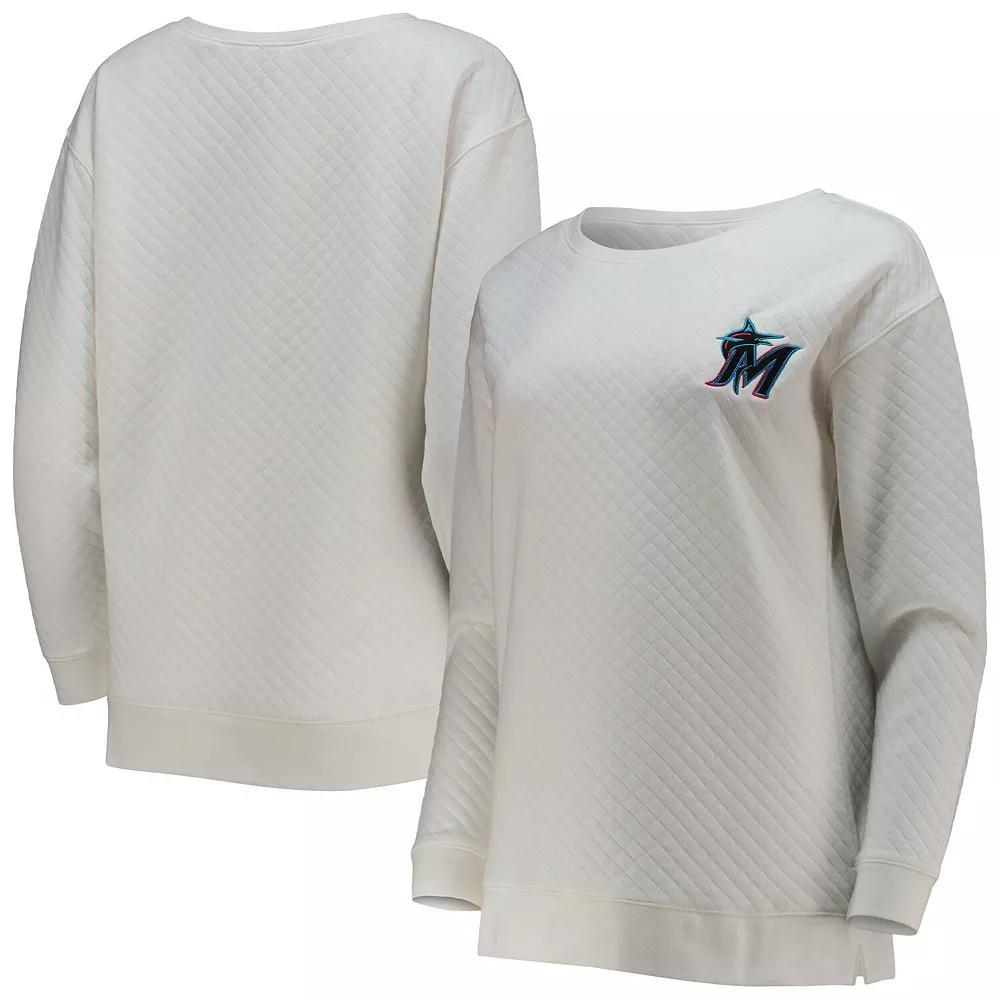 Women's Concepts Sport White/Cream Miami Marlins Quilted Pullover Sweatshirt, Size: Small Product Image
