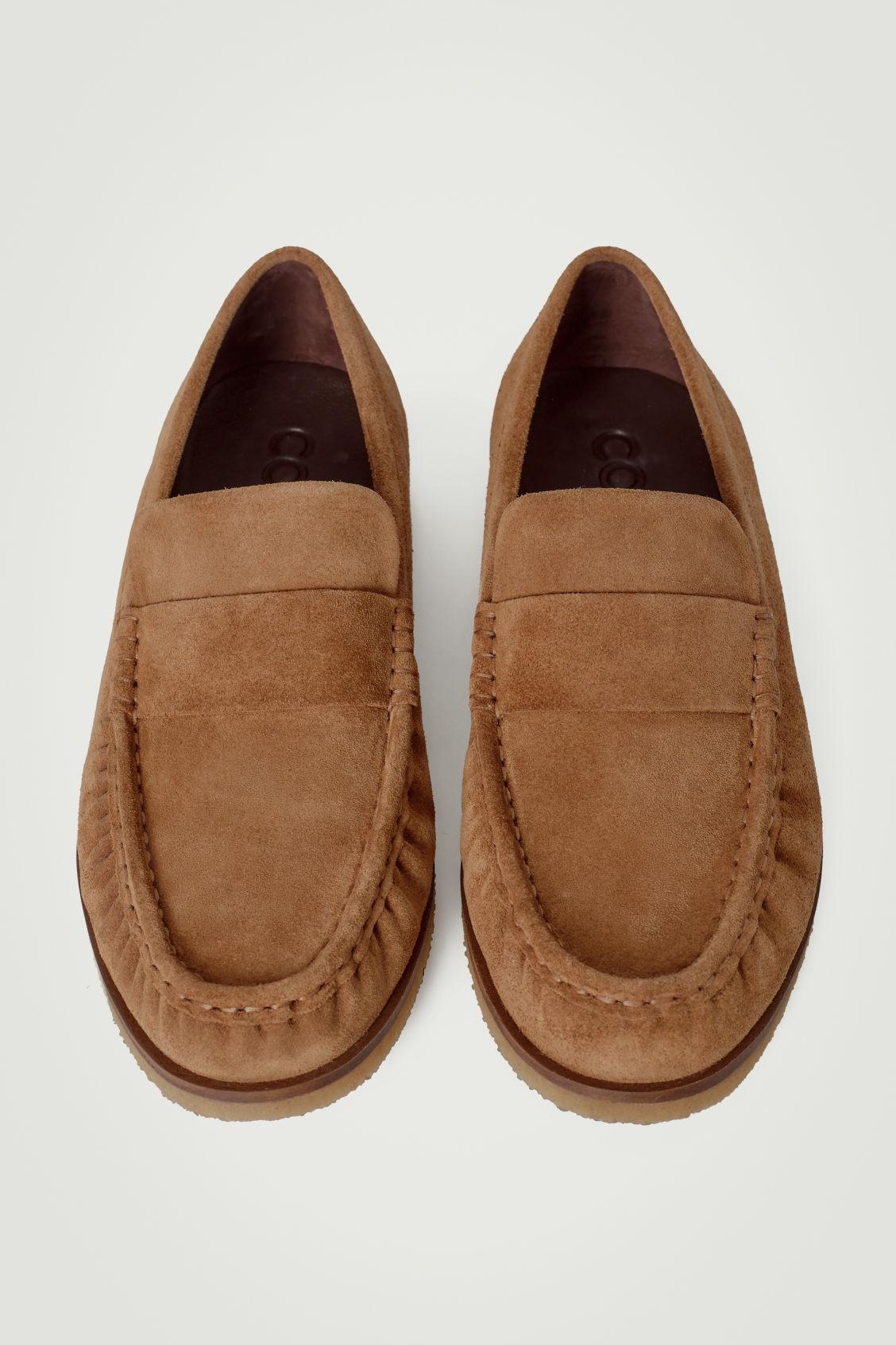 GATHERED SUEDE LOAFERS Product Image