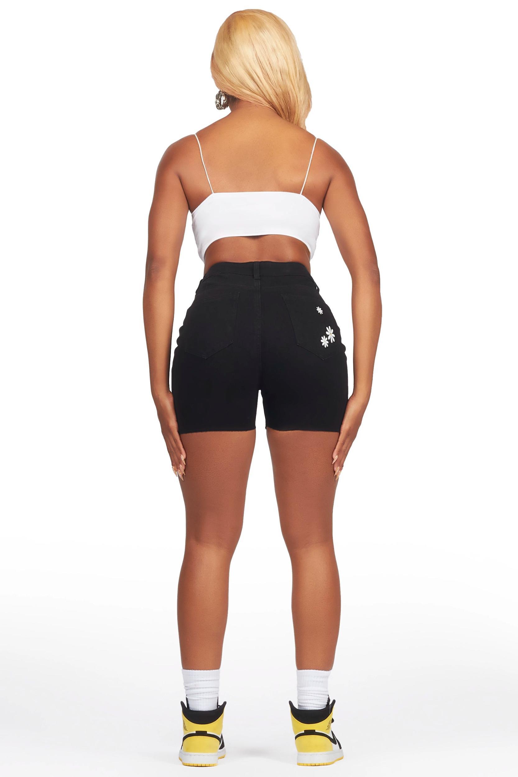 Making Me Daisy Black Denim Short Female Product Image