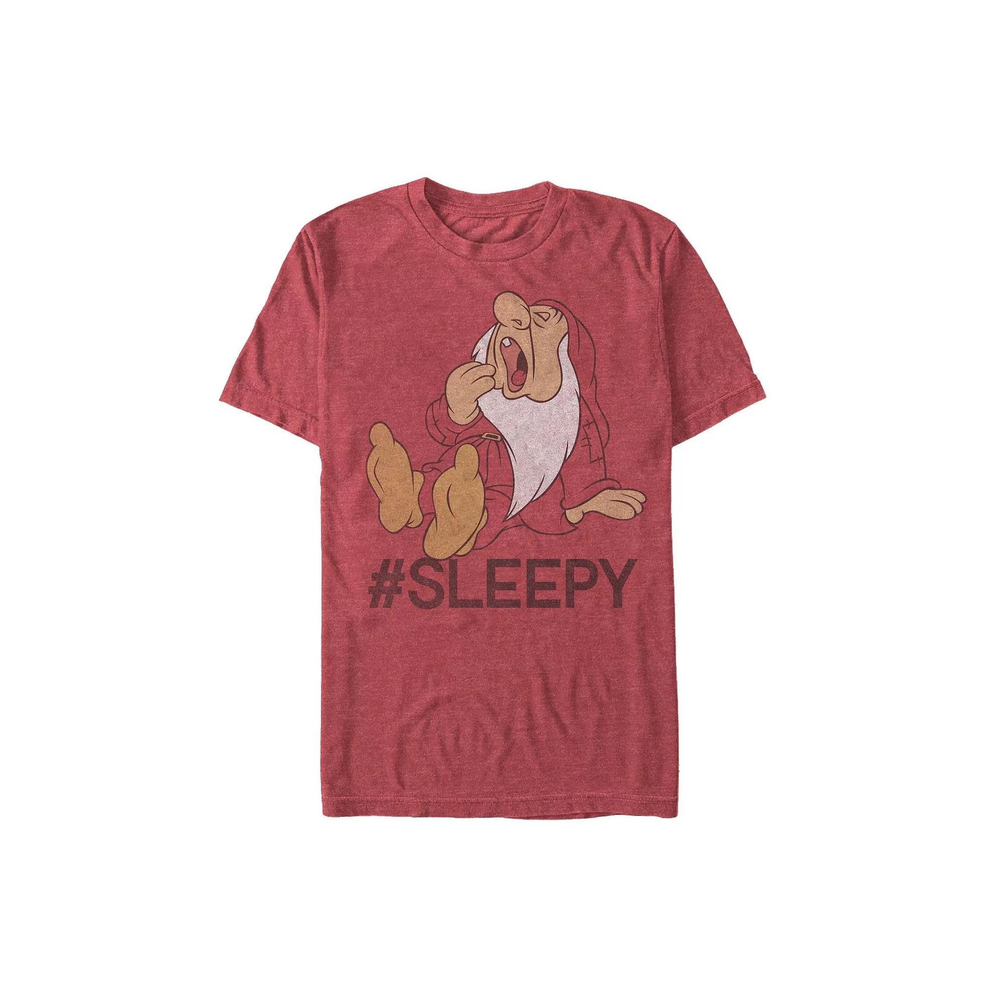 Men's Disney's Snow White and the Seven Dwarves Hashtag Sleepy Tee, Size: Medium, Red Grey Product Image