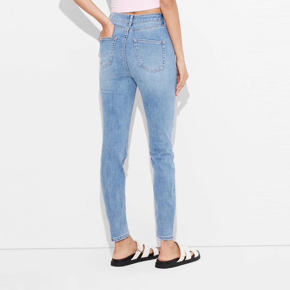 Women's Super-High Rise Skinny Jeans - Wild Fable™ Medium Wash 2: Cotton Blend, Recycled Polyester, Spandex, Slim Fit, 29" Inseam Product Image