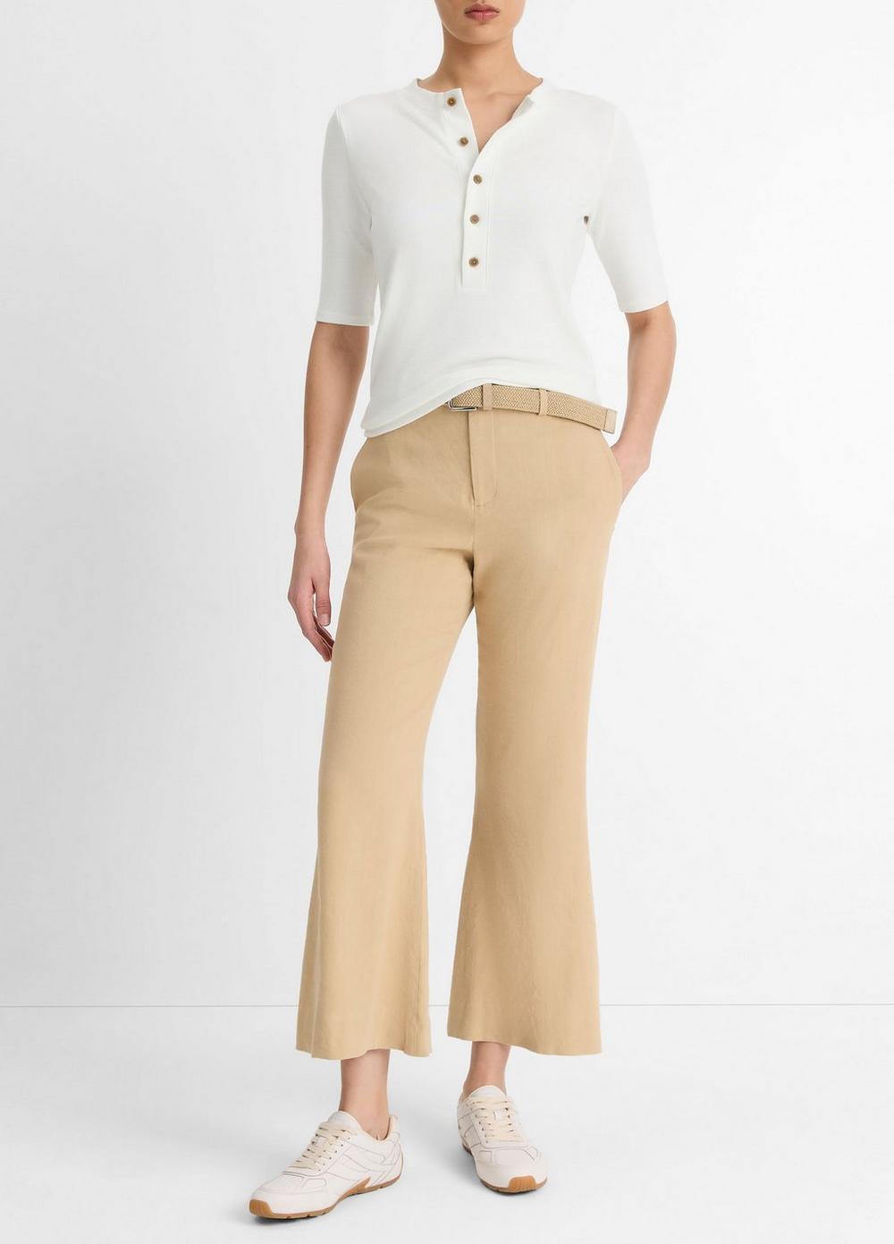 Womens Three-Quarter-Sleeve Henley Top Product Image